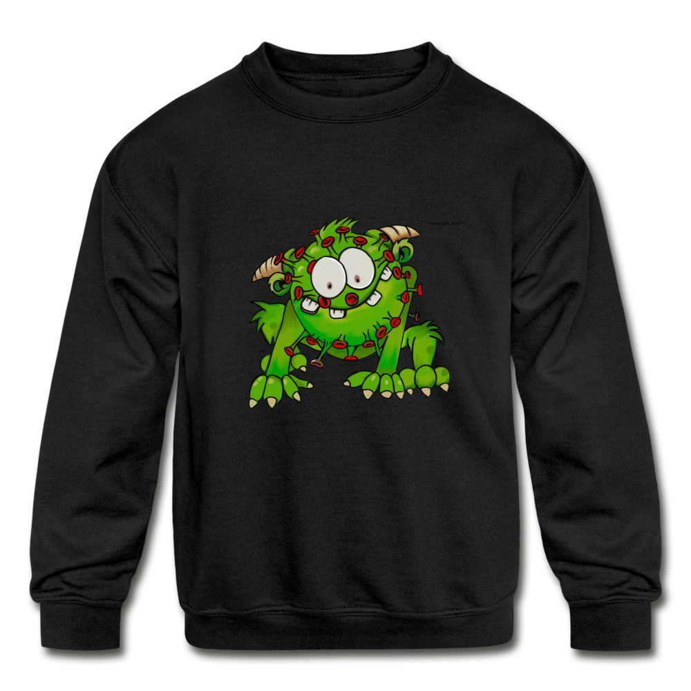 Covid Monster Kids' Crewneck Sweatshirt - black