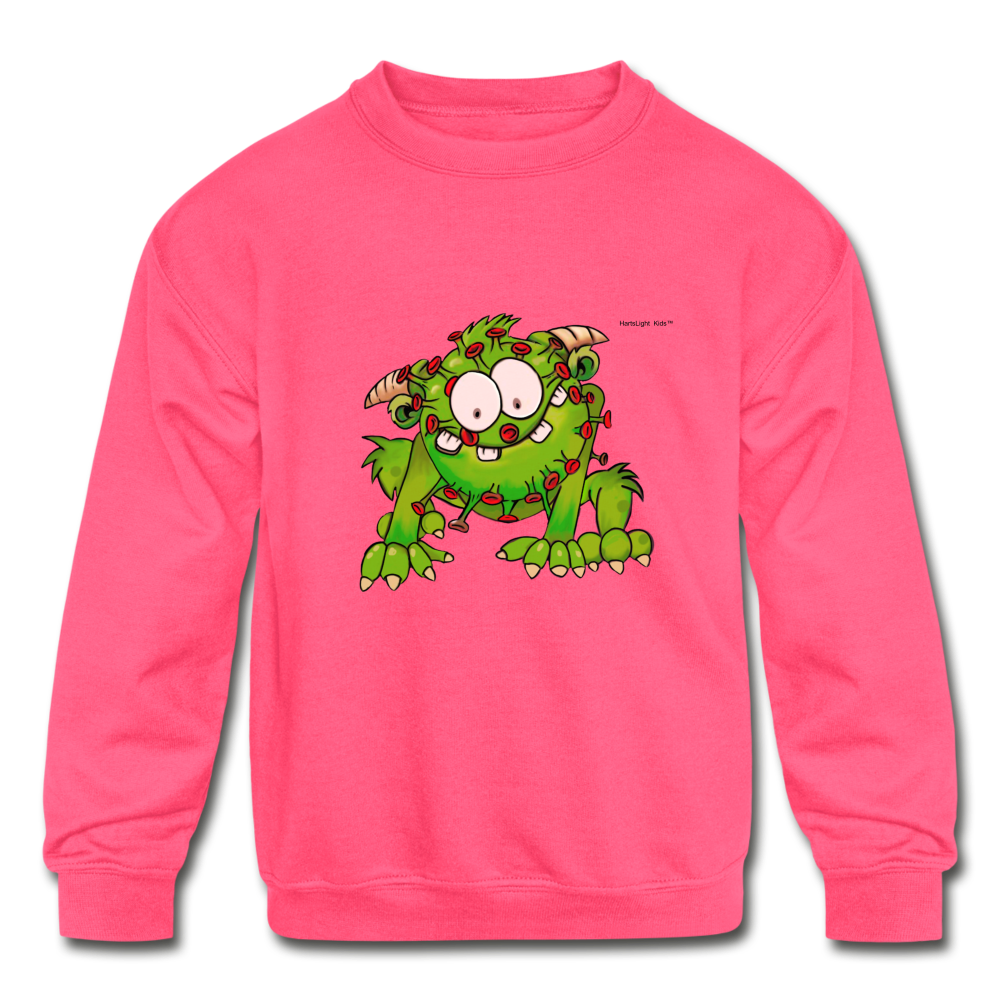 Covid Monster Kids' Crewneck Sweatshirt - neon pink