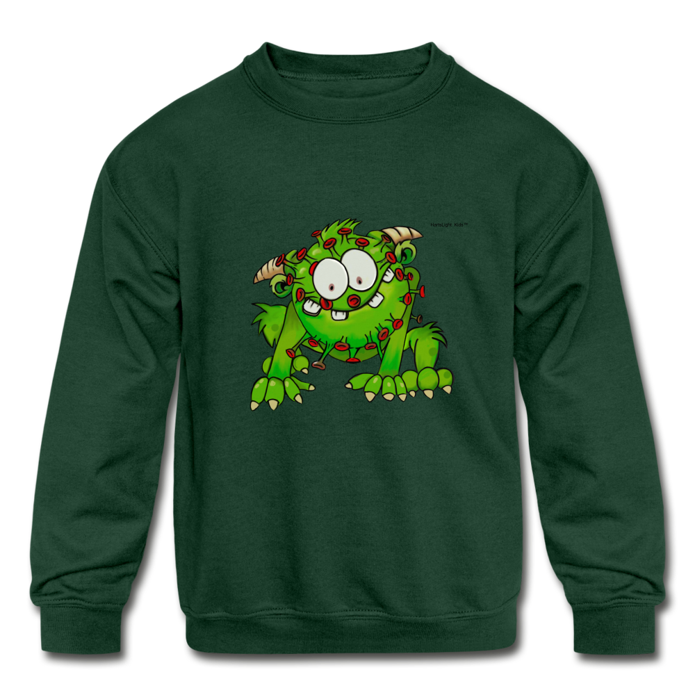 Covid Monster Kids' Crewneck Sweatshirt - forest green