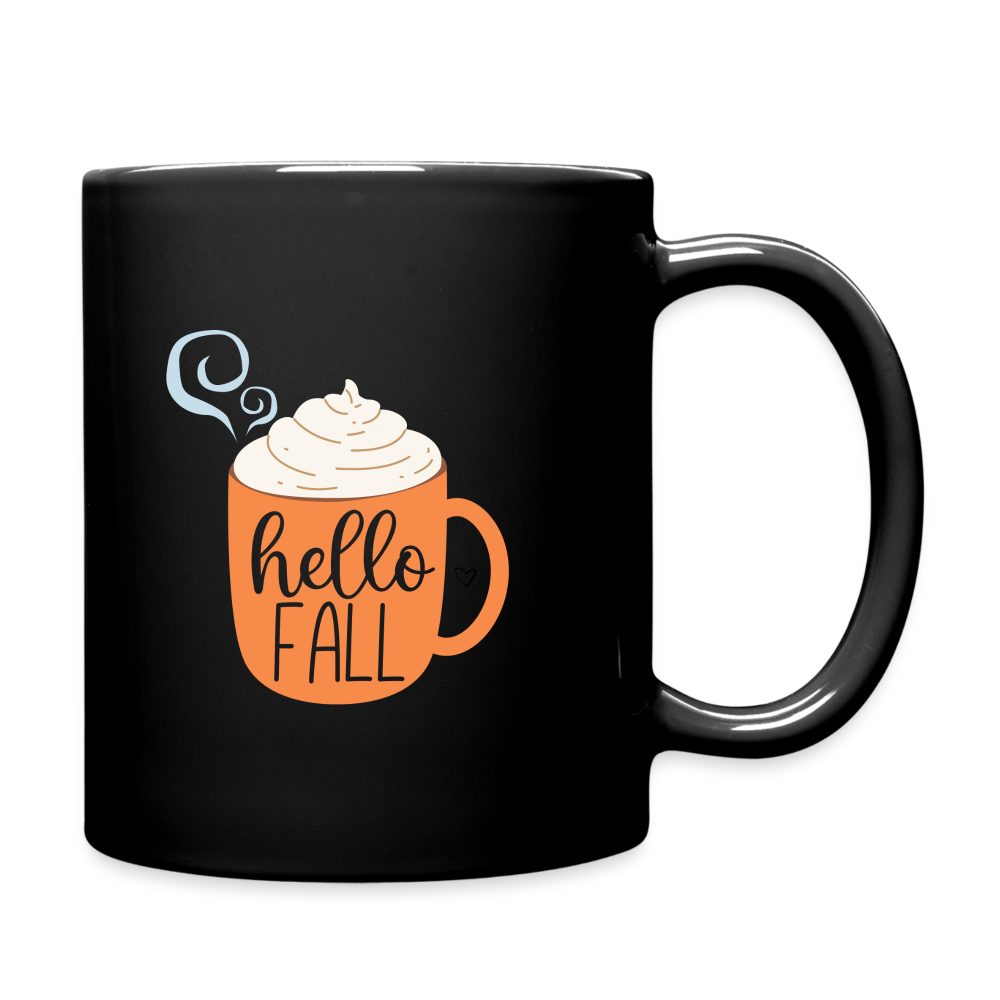 Hello Fall, Home Gifts - Fall and Spooky Season Mug Decor - Halloween Season Mug - Coffee Lover Gift - black